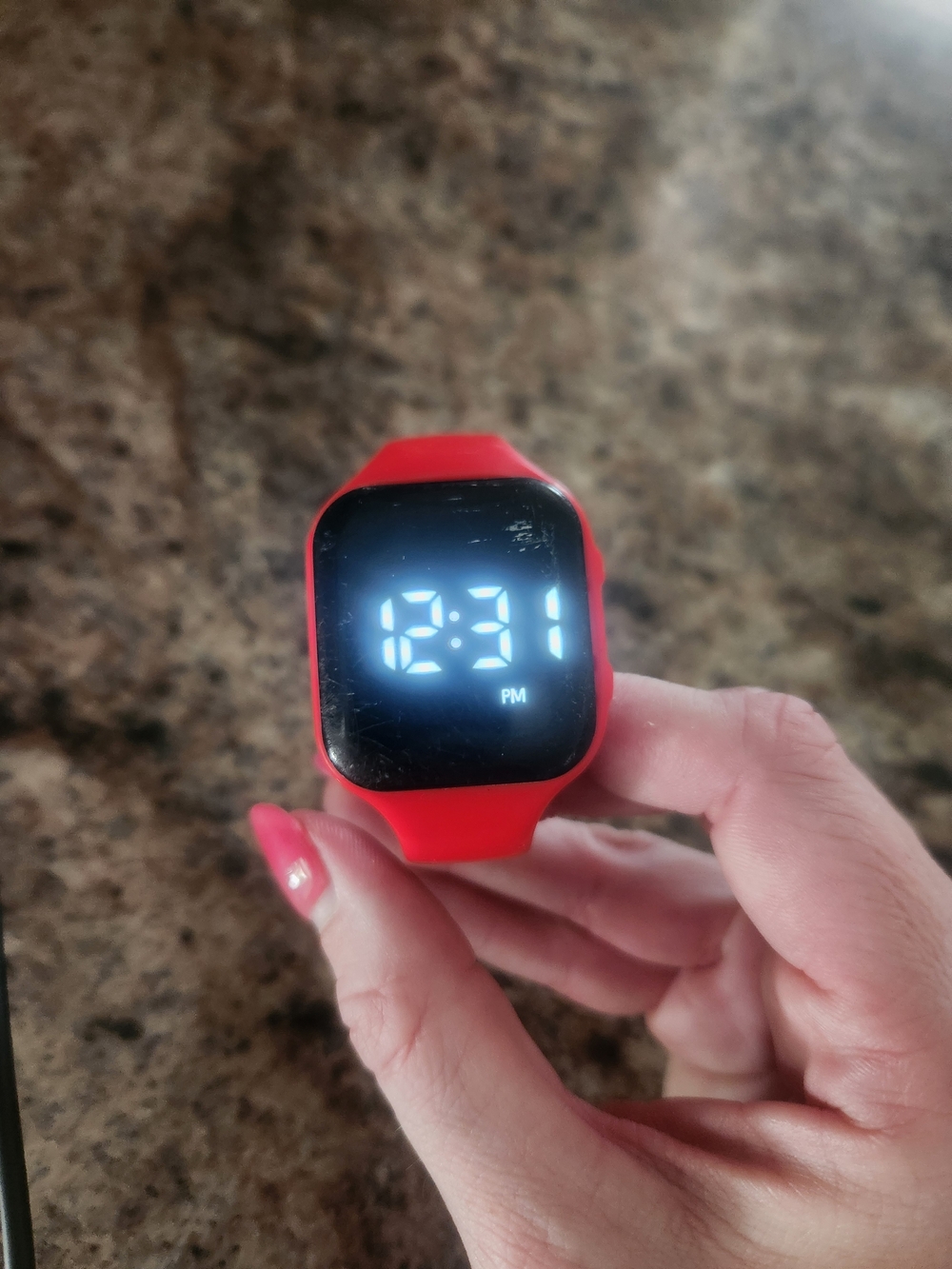 Red Smartwatch with Silicone Band w/ Step Counter- Unbranded Kids - Picture 2 of 4